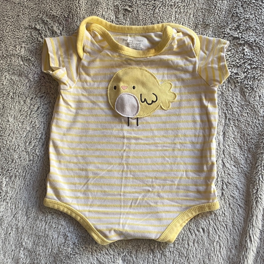 3 for $10: First Impressions Yellow Striped Bodysuit with Bird